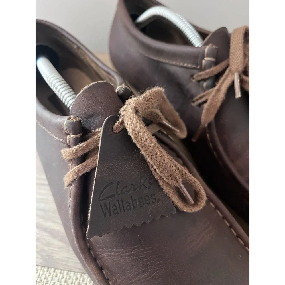 Clarks Wallabee Mens 11 Brown Beeswax Leather Moccasin Crepe Sole Shoes M1
